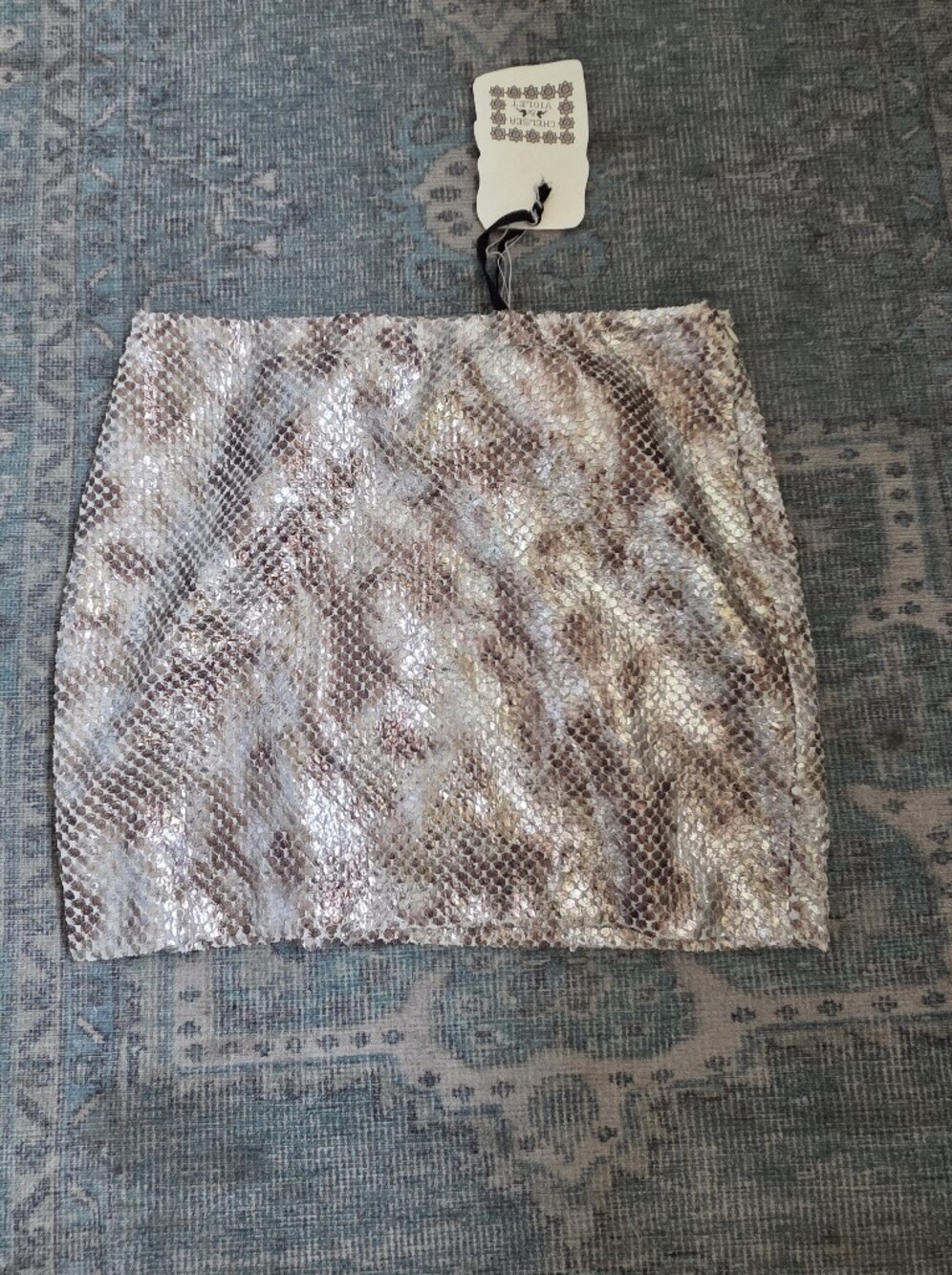 Chelsea & Violet Metallic Snakeskin Mini Skirt | Size Medium